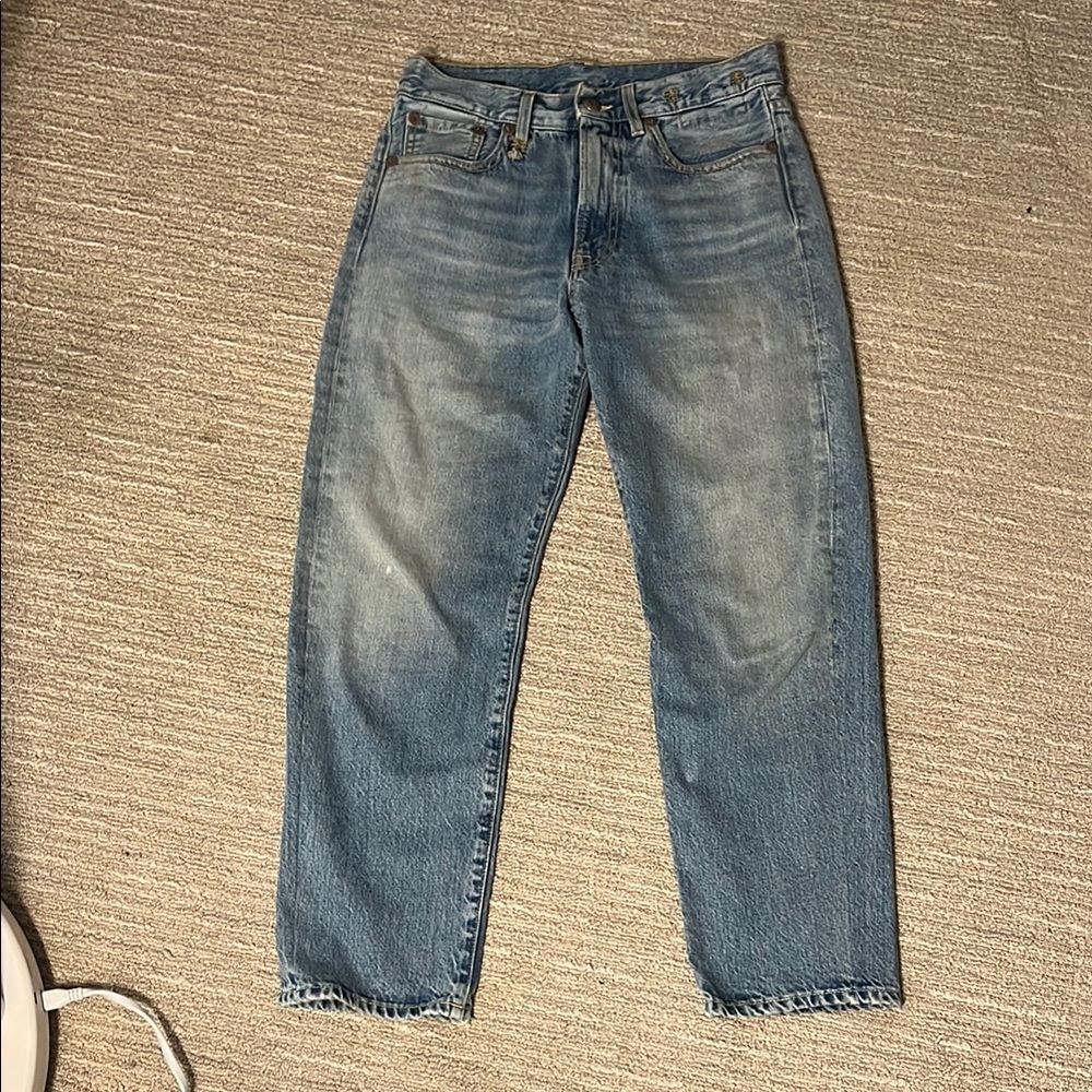 R13 Relaxed Straight Jeans in Faded Blue